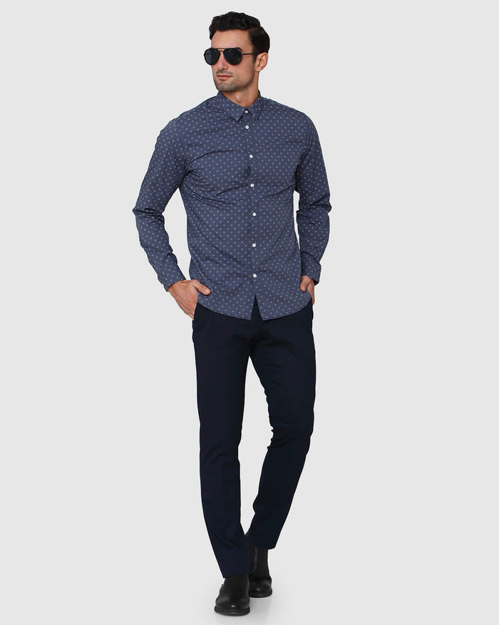 Blue Printed Full Sleeves Shirt