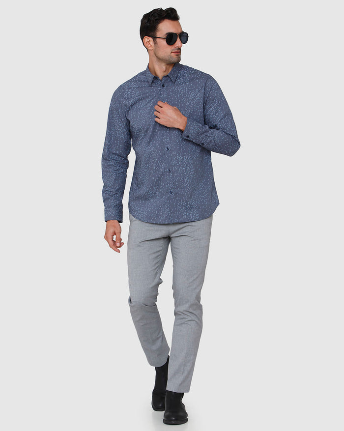 Blue Printed Full Sleeves Shirt