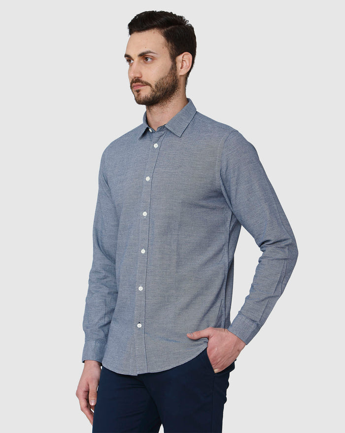 Blue Printed Full Sleeves Shirt