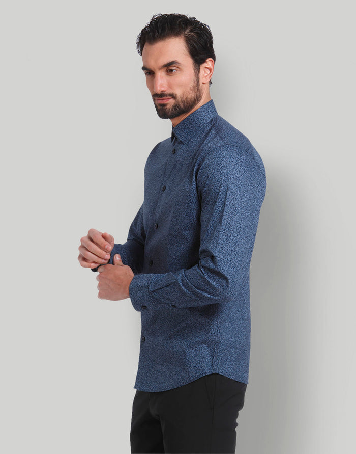 Blue Printed Full Sleeves Shirt