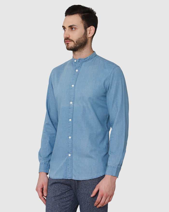 Blue Printed Full Sleeves Shirt