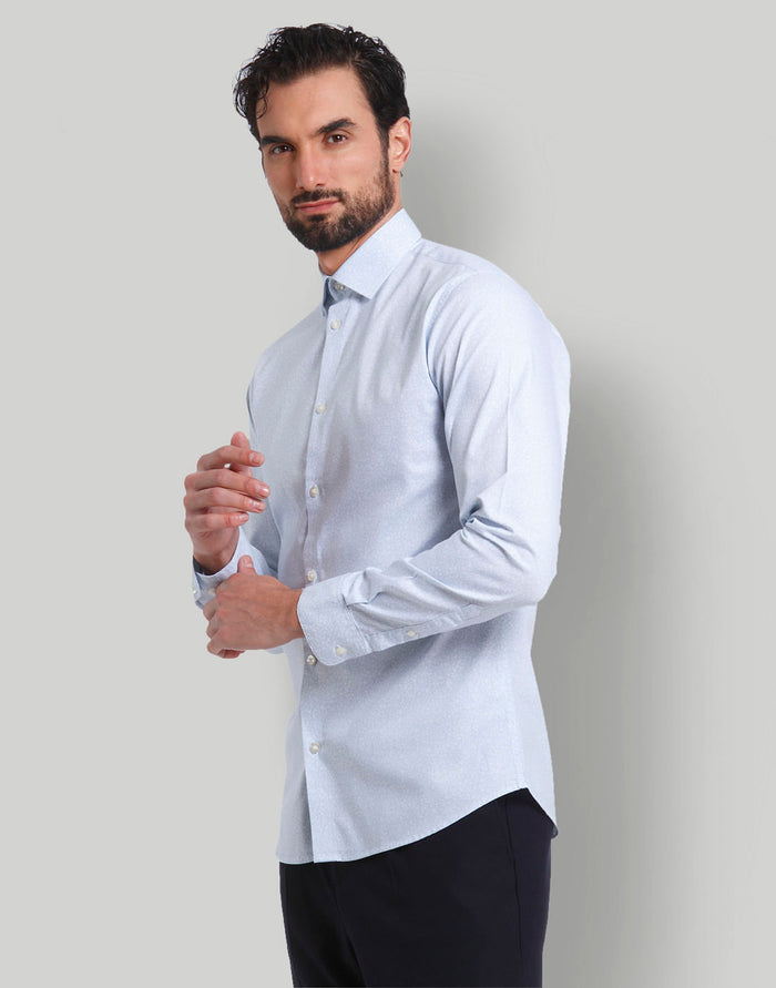 Blue Printed Full Sleeves Shirt