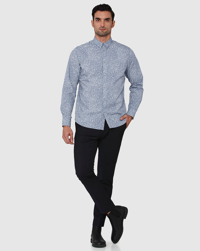 Blue Printed Full Sleeves Shirt