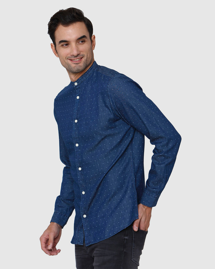 Blue Printed Full Sleeves Shirt