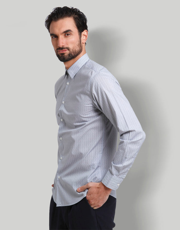 Blue Printed Full Sleeves Shirt