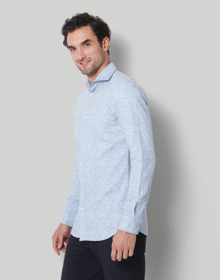 Blue Printed Full Sleeves Shirt