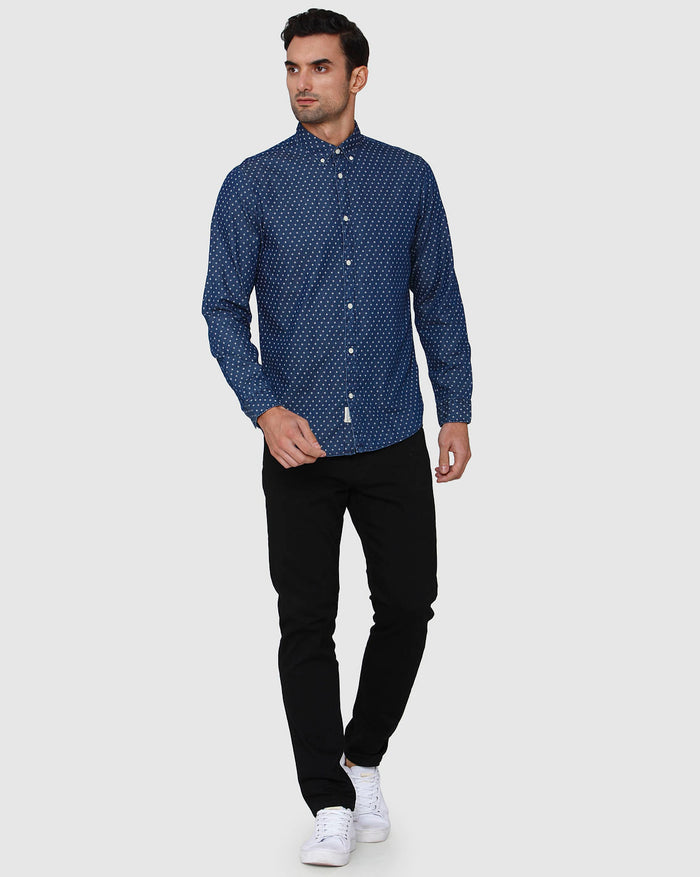 Blue Printed Full Sleeves Shirt