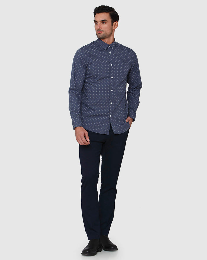 Blue Printed Full Sleeves Shirt