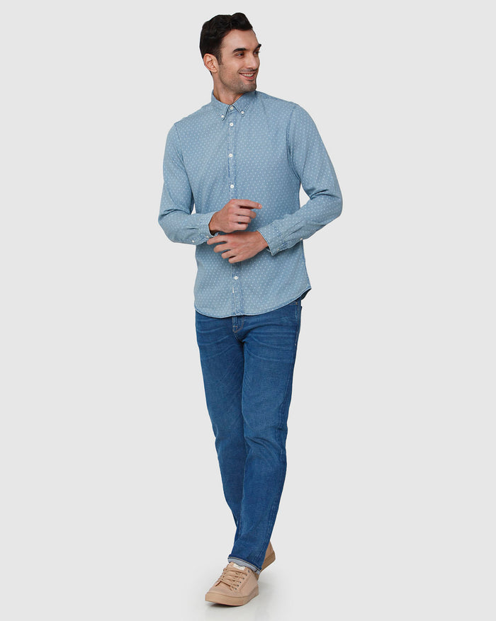 Blue Printed Full Sleeves Shirt