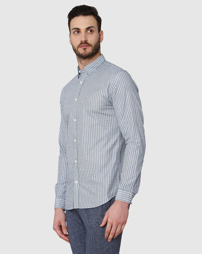 Blue Printed Full Sleeves Shirt