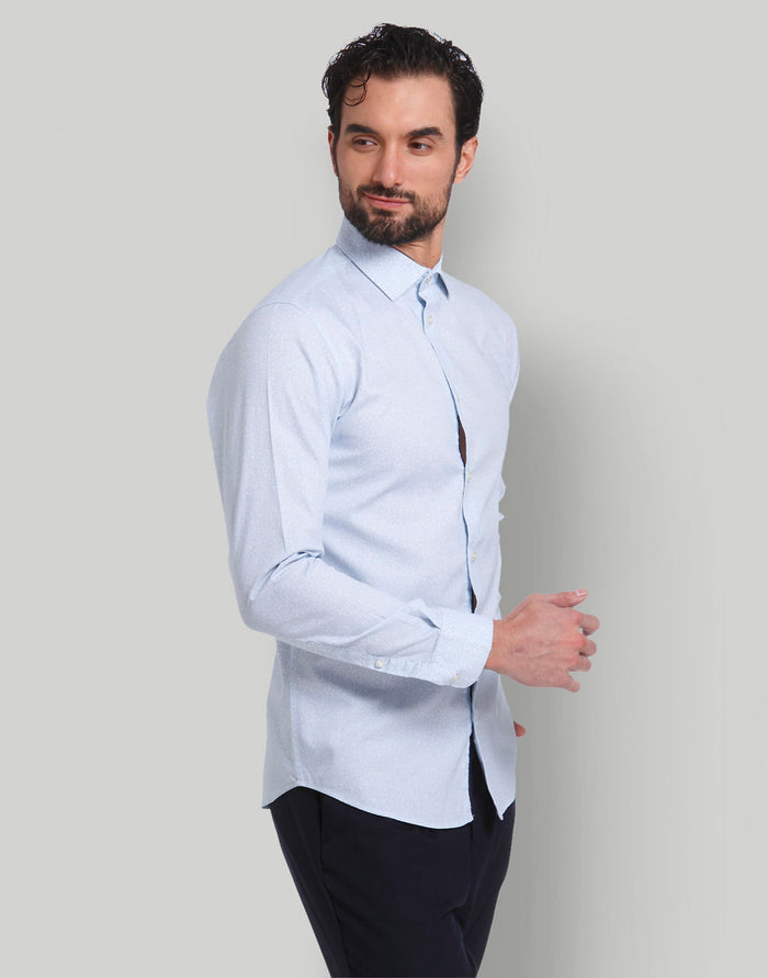 Blue Printed Full Sleeves Shirt