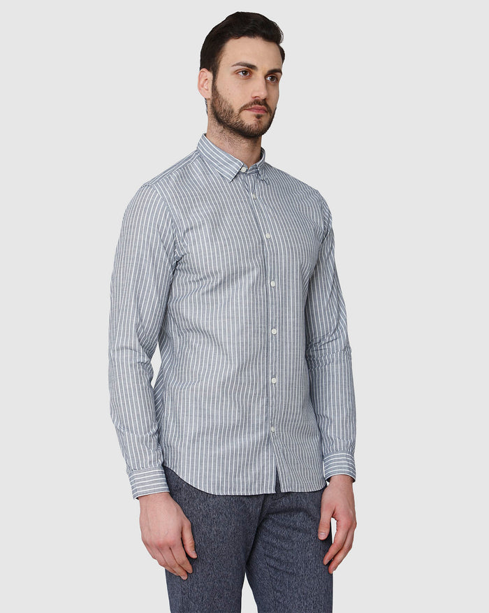 Blue Printed Full Sleeves Shirt