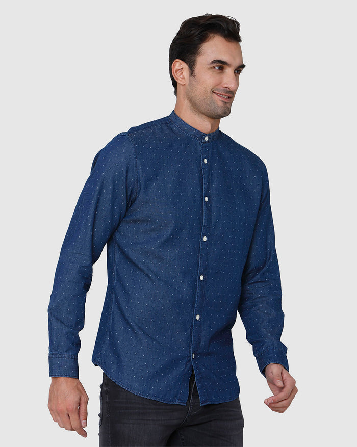 Blue Printed Full Sleeves Shirt