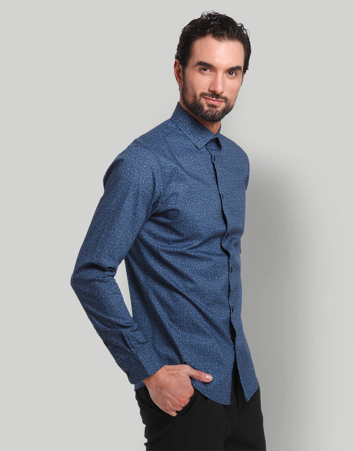 Blue Printed Full Sleeves Shirt