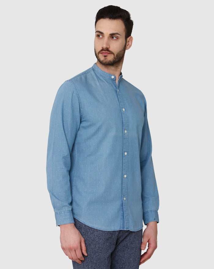 Blue Printed Full Sleeves Shirt