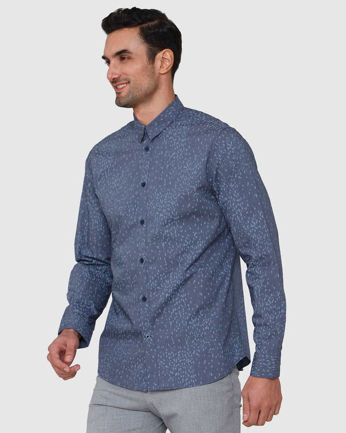 Blue Printed Full Sleeves Shirt