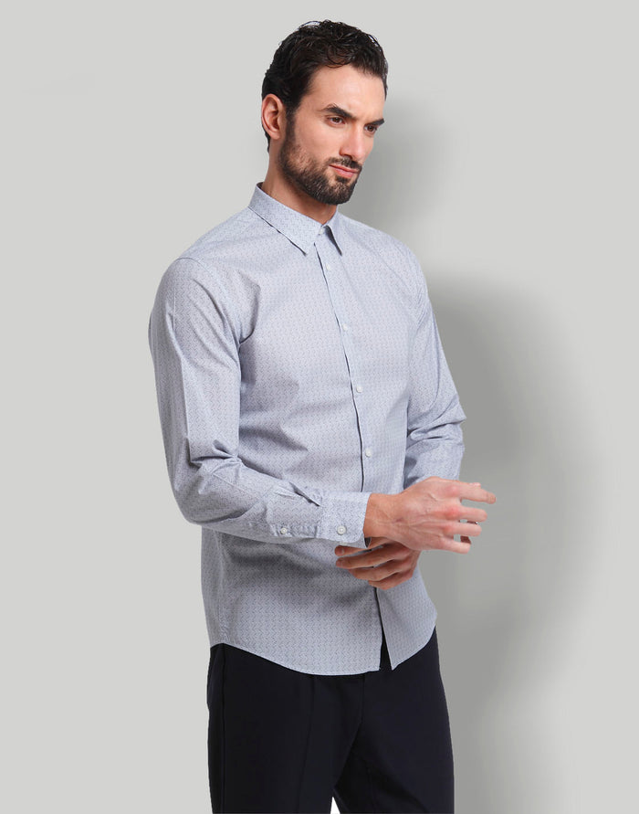 Blue Printed Full Sleeves Shirt