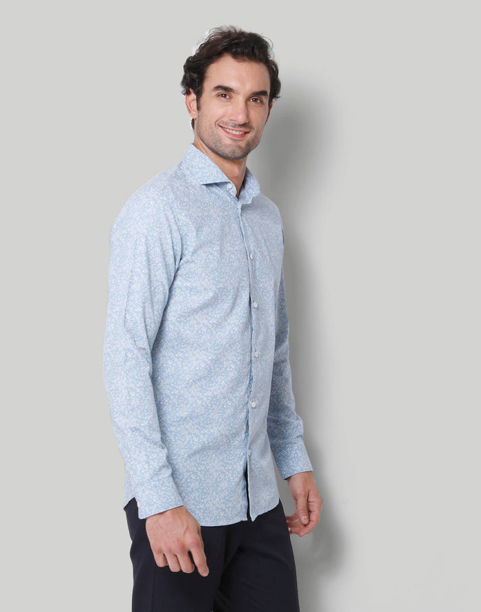 Blue Printed Full Sleeves Shirt