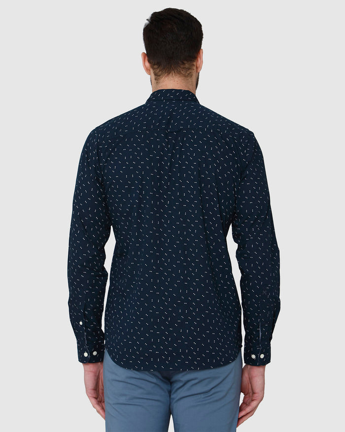Blue Printed Full Sleeves Shirt