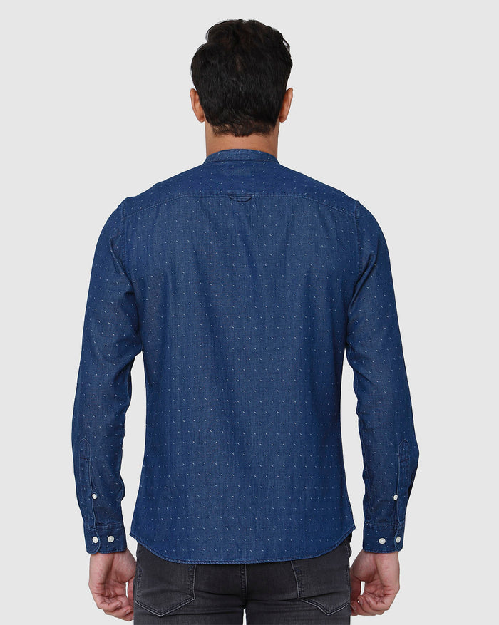 Blue Printed Full Sleeves Shirt
