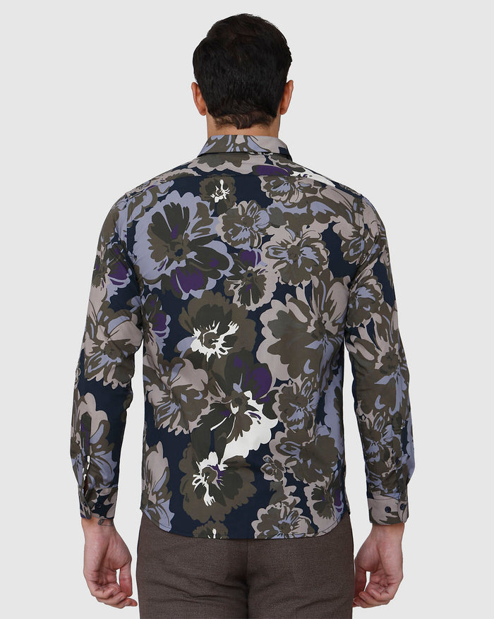 Blue Printed Full Sleeves Shirt