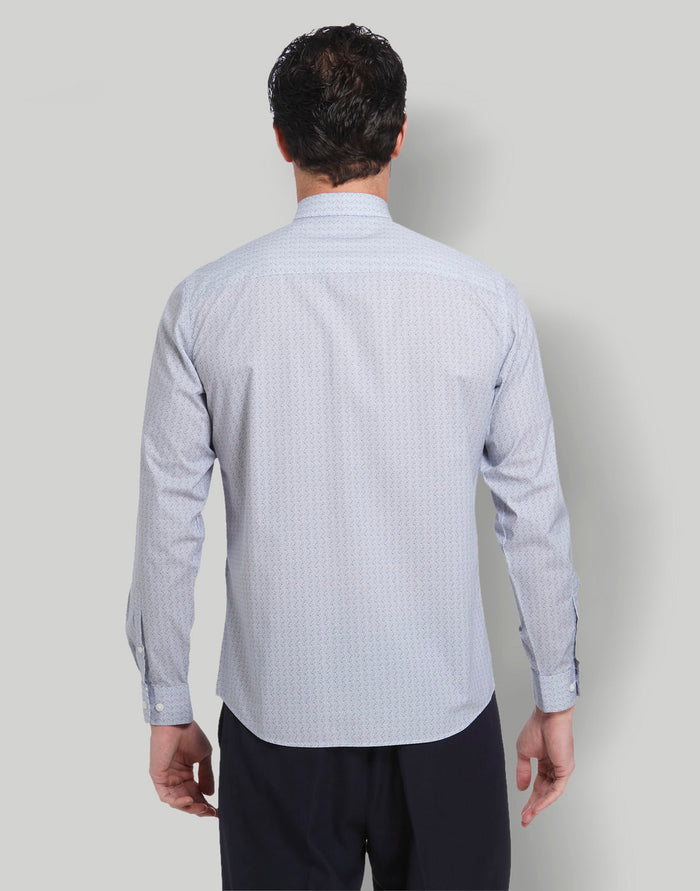 Blue Printed Full Sleeves Shirt