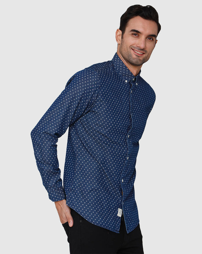 Blue Printed Full Sleeves Shirt