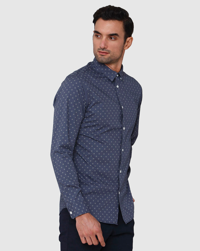 Blue Printed Full Sleeves Shirt