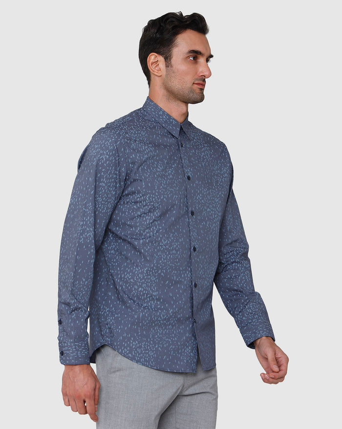 Blue Printed Full Sleeves Shirt