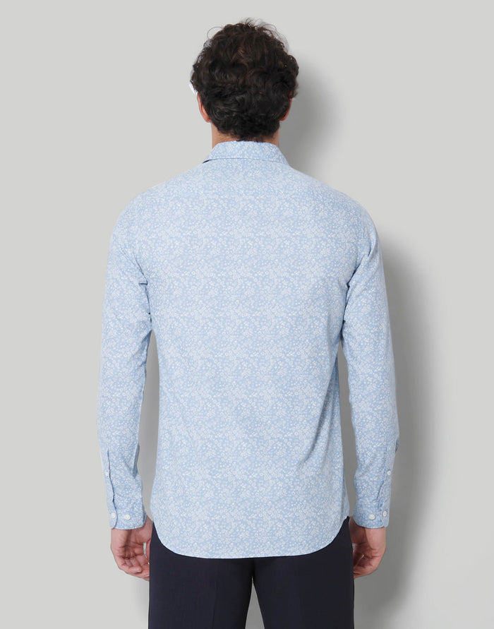 Blue Printed Full Sleeves Shirt