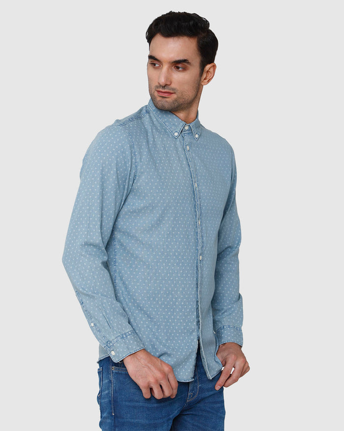 Blue Printed Full Sleeves Shirt