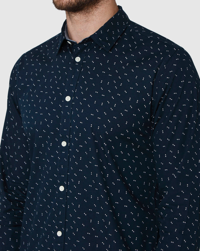 Blue Printed Full Sleeves Shirt