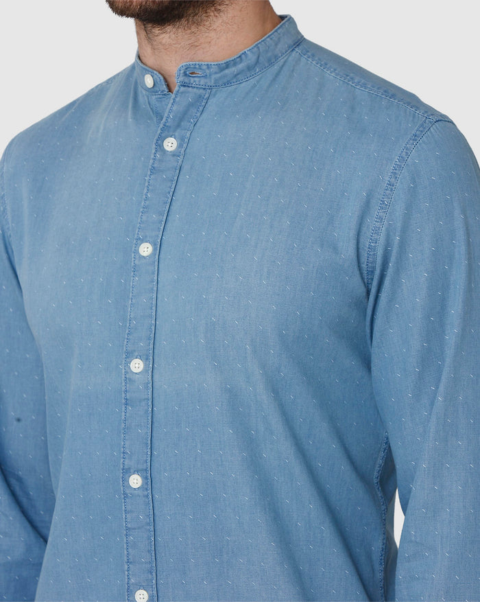 Blue Printed Full Sleeves Shirt