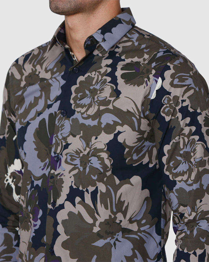 Blue Printed Full Sleeves Shirt