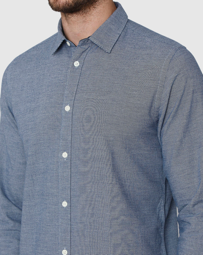 Blue Printed Full Sleeves Shirt