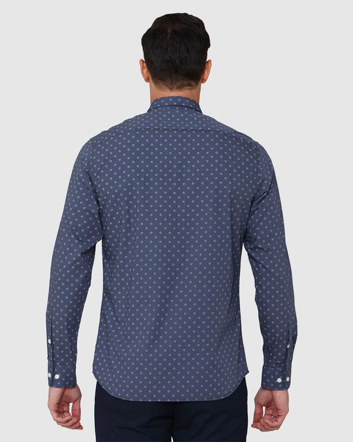 Blue Printed Full Sleeves Shirt