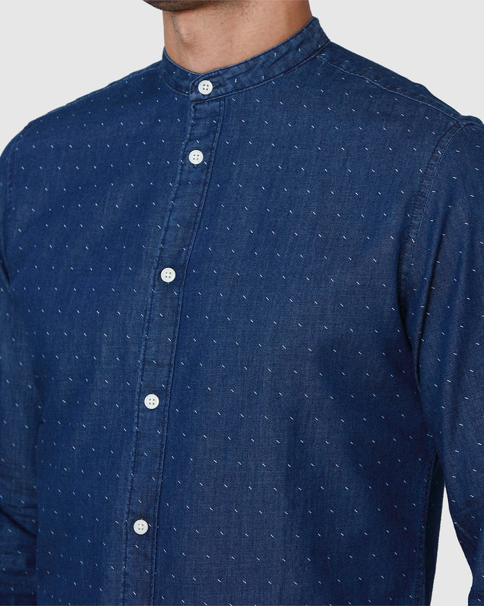 Blue Printed Full Sleeves Shirt