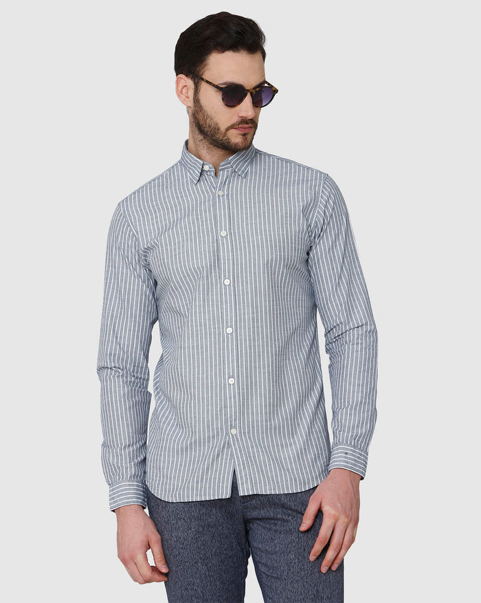 Blue Printed Full Sleeves Shirt