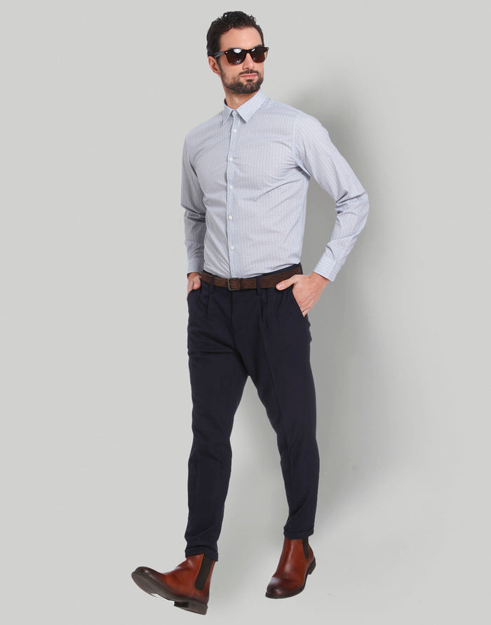 Blue Printed Full Sleeves Shirt
