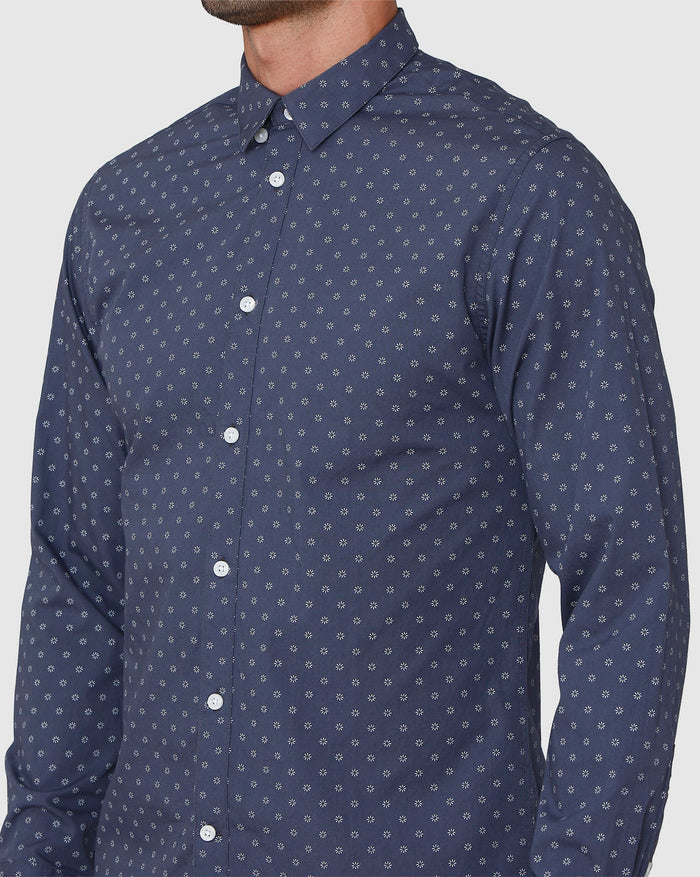 Blue Printed Full Sleeves Shirt