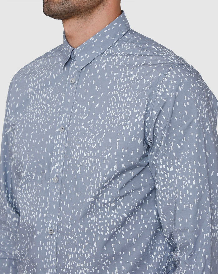 Blue Printed Full Sleeves Shirt