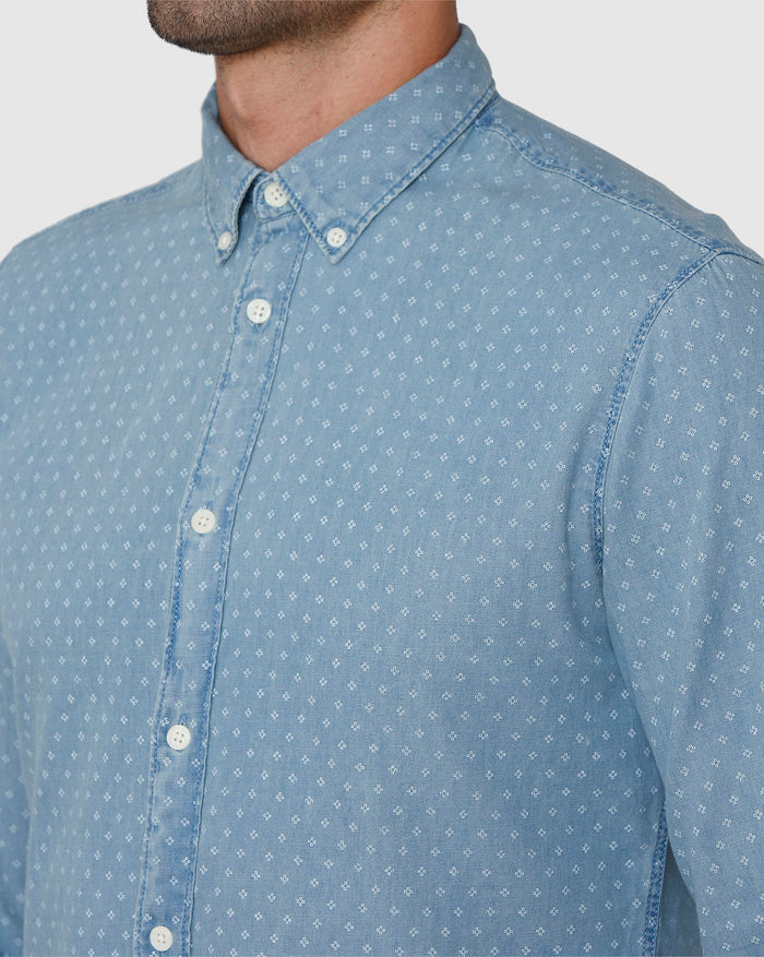 Blue Printed Full Sleeves Shirt