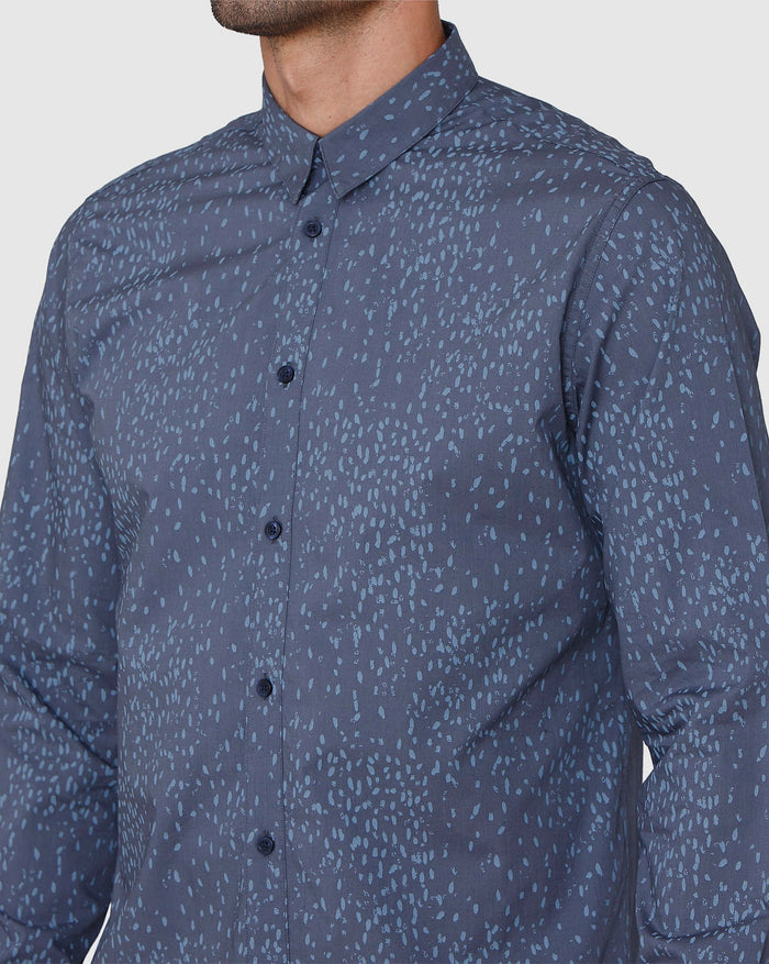 Blue Printed Full Sleeves Shirt