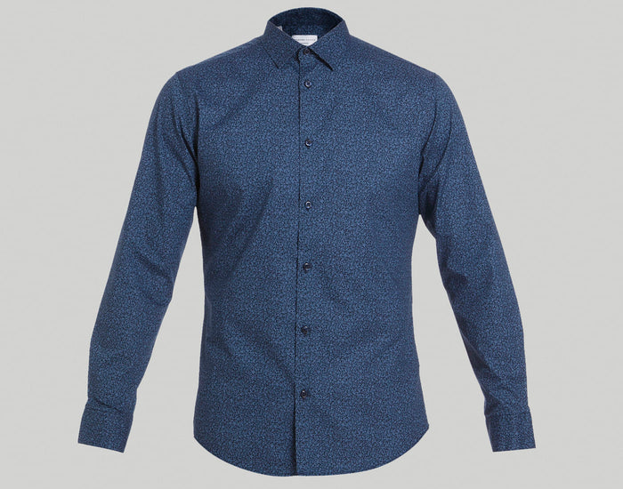Blue Printed Full Sleeves Shirt