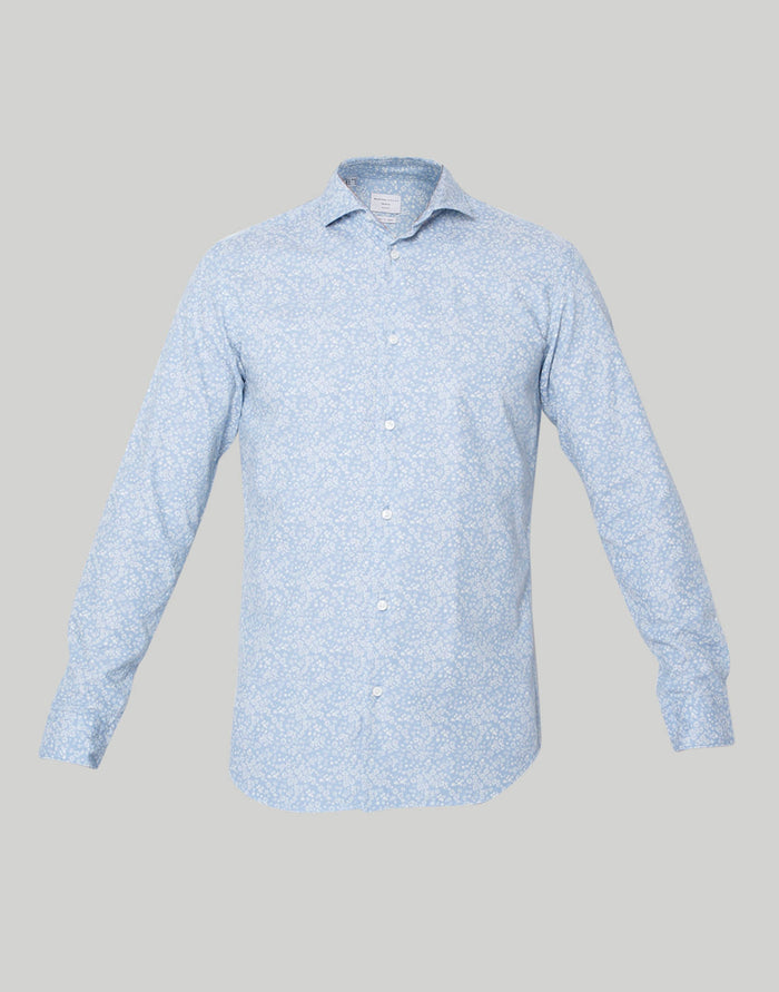 Blue Printed Full Sleeves Shirt