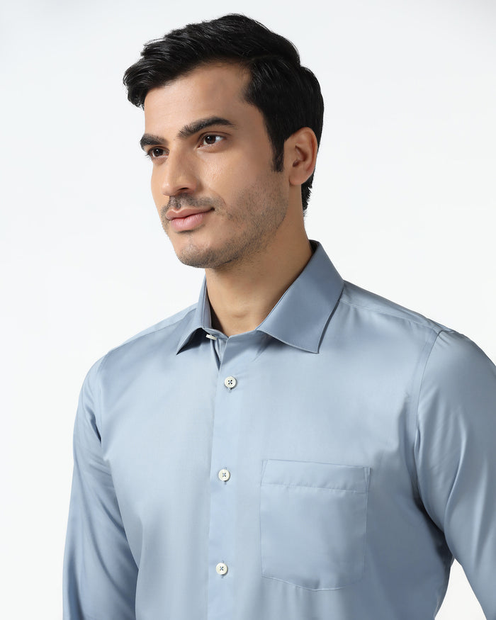 Blue Solid Shirt - Roger