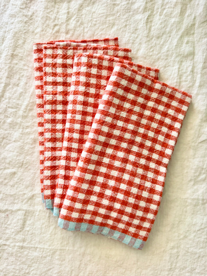 Bonnieux Gingham Napkins- brick - S/2
