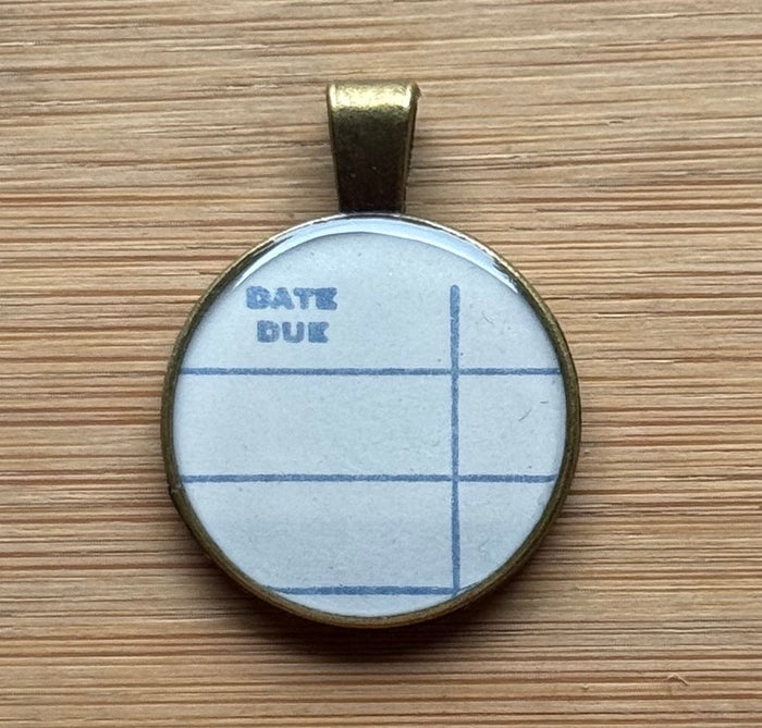Book Lover Necklace -- Date Due