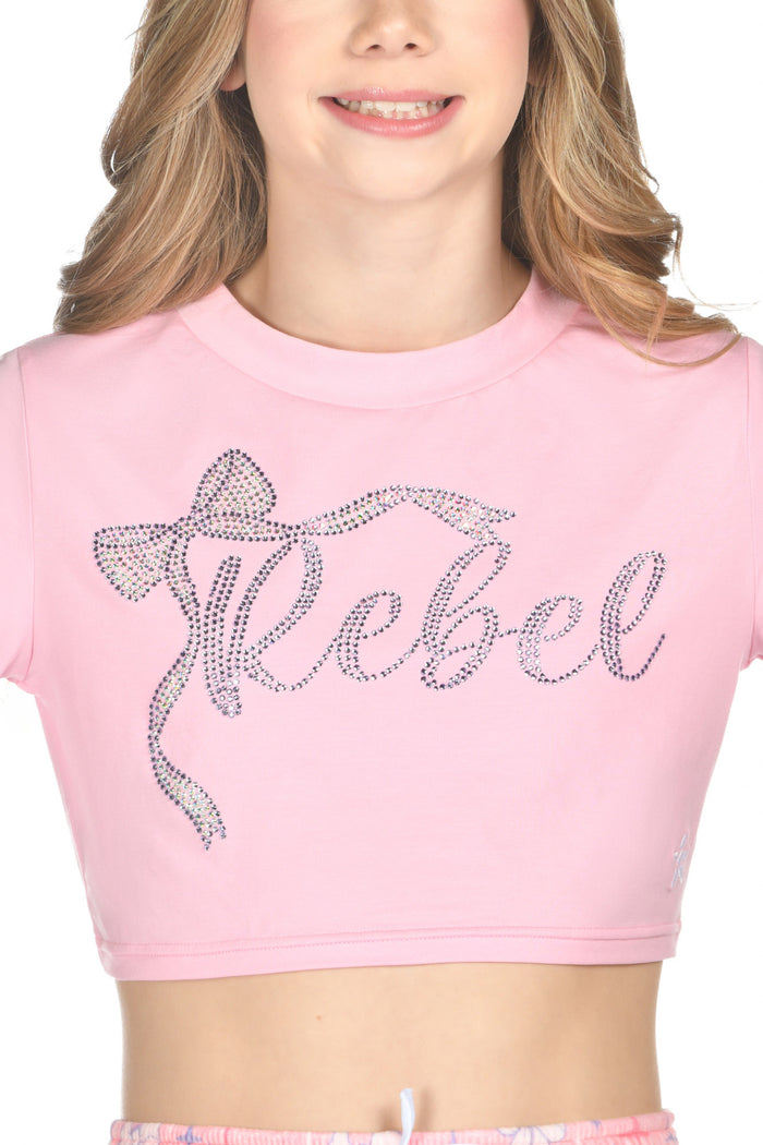 Bow Squad Cropped Tee in Chloe Pink