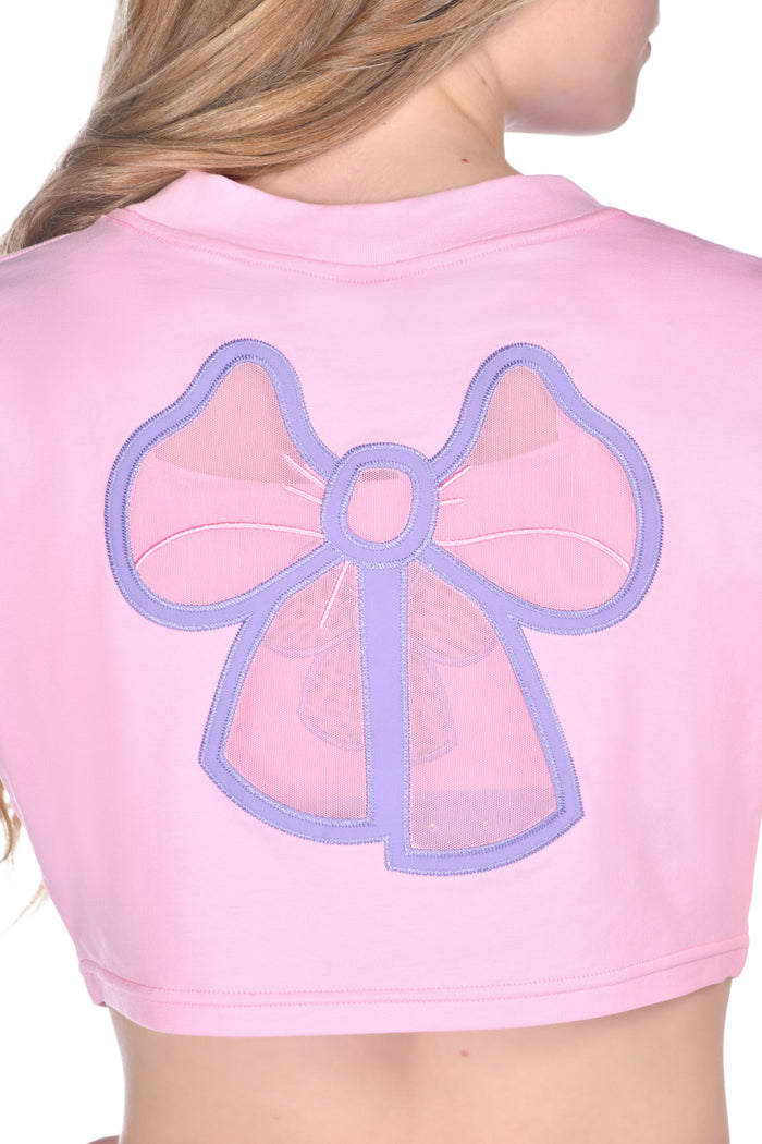 Bow Squad Cropped Tee in Chloe Pink